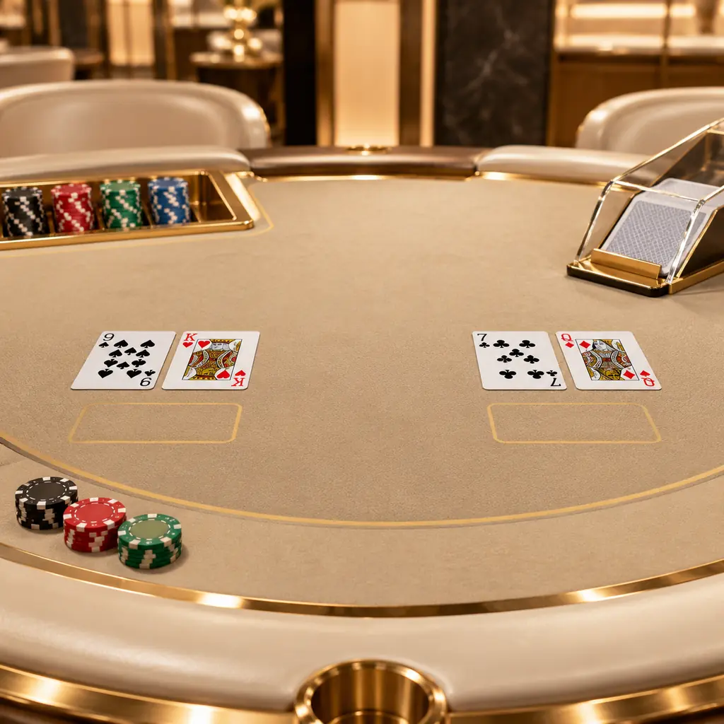 Meja baccarat dengan dua area kartu