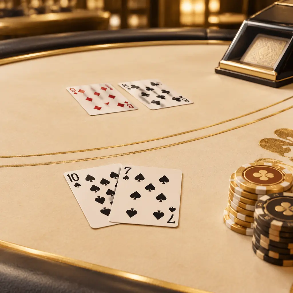 Dua tangan kartu blackjack untuk penjelasan nilai