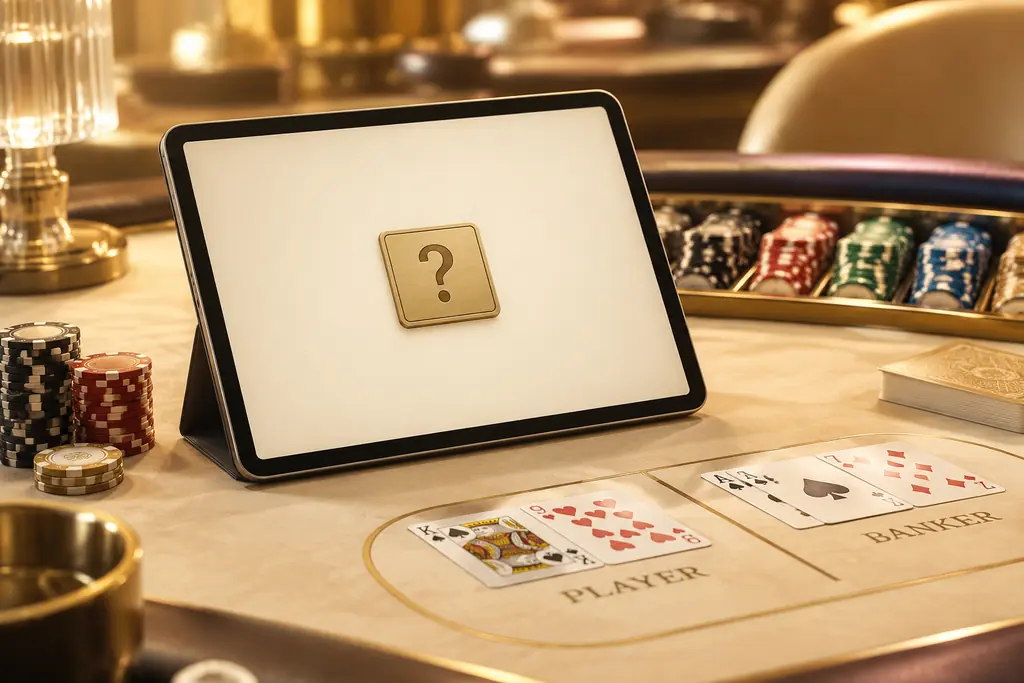 Tablet bantuan di dekat meja baccarat